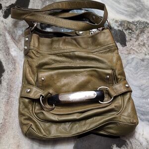 Olive Green Leather Shoulder Bag